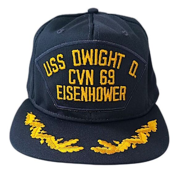 USS Dwight D Eisenhower Snapback Hat CVN 69 US Navy Scrambled Eggs Vintage - Picture 11 of 16